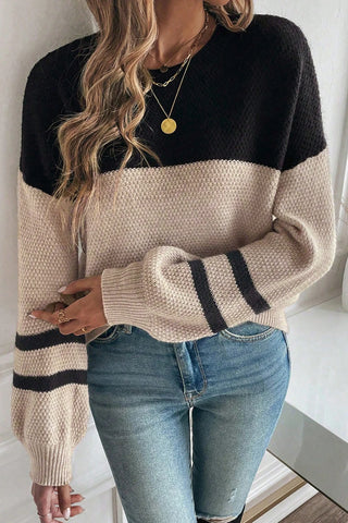 Black and Tan Knit Top