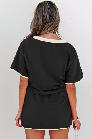 Black Colorblock T Shirt and Skort