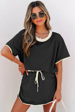 Black Colorblock T Shirt and Skort