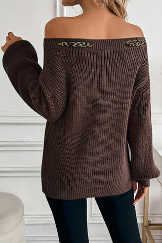 Cheetah Bow Sweater Brown