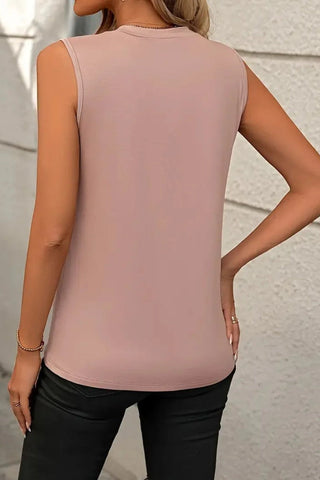 Pleated Crew Neck Knit Top Mauve
