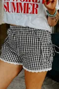 Black and White Checker Shorts Lace