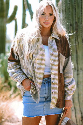 Brown and Cream Textured Shacket