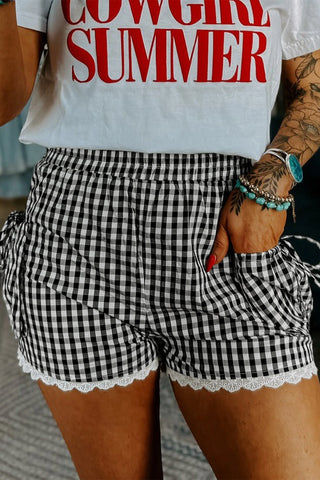 Black and White Checker Shorts Lace