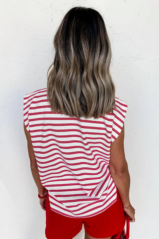 Red Stripe Knit Tee