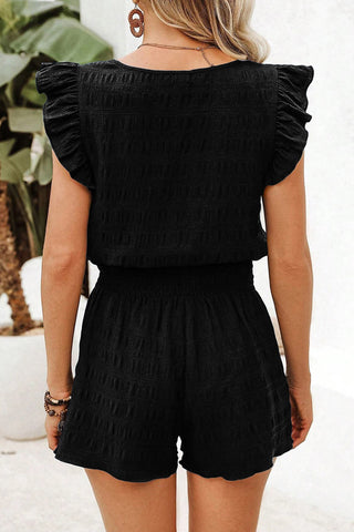 Two Piece Ruffel Sleve Set Black